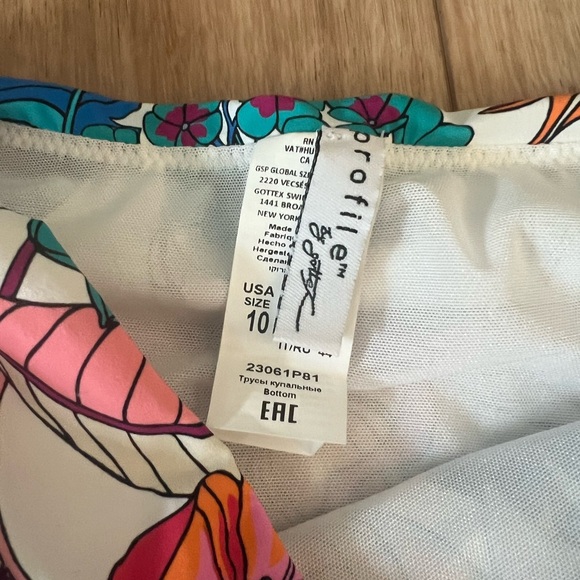 PROFILE BY GOTTEX high waist white floral multicolor full coverage swim bottoms - Picture 3 of 5